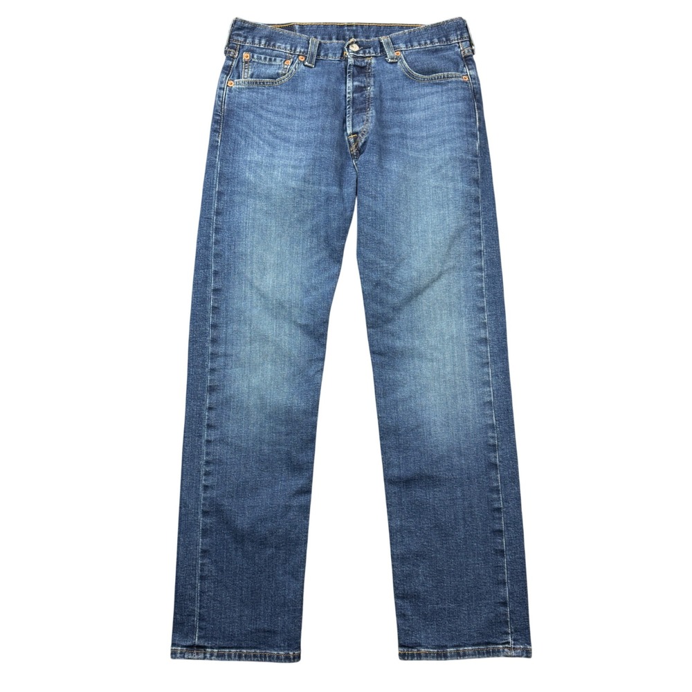 Levis 501 Button Fly Medium Wash Straight Leg Jean Men 30x30 (30x29) Denim